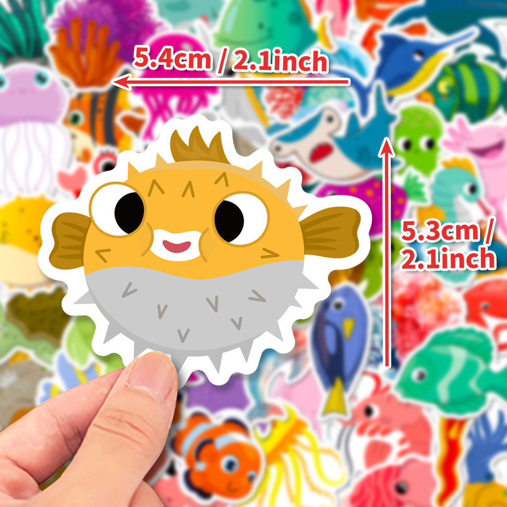 50Pcs Marine Life Stickers - C - Marine Aquarium Aquascape ulasan dan harga