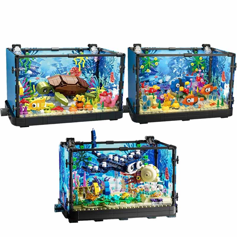 Fish Tank Building Block Set w - Aquarium Marine Light ulasan dan harga