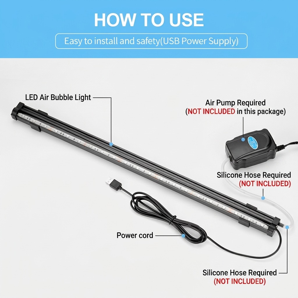 USB LED Aquarium Air Bubble Li - Aquarium Marine Light ulasan dan harga